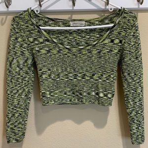 Urban Outfitters 3/4 Sleeve Neon Green Crop Top
